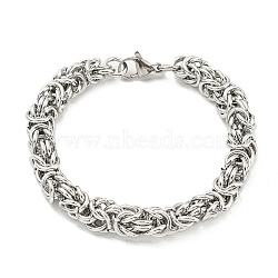 304 Stainless Steel Byzantine Chain Bracelet, Stainless Steel Color, 8 inch(20.3cm)(BJEW-C042-04P)