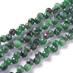 Natural Ruby Zoisite  Beads Strands, Top Drilled, Faceted, Teardrop, 4~5mm, Hole: 0.9mm, about 90pcs/strand, 16.54 inches(42cm)(G-H243-16)