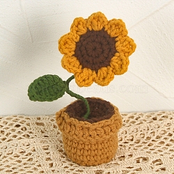 3D Handmade Crochet Flowers, Mini Crochet Flower Potted Plant Ornaments for Home Car Office Table, Peru, 50x130mm(PW-WG20845-03)