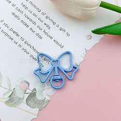 Bowknot Baking Painted Alloy Swivel Keychain Clasps, Keychain Clasp Findings, Dodger Blue, 39x33mm(PURS-PW0011-04L)