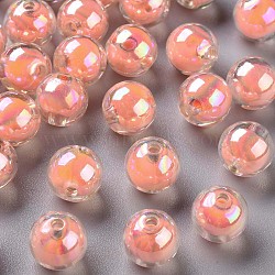 Transparent Acrylic Beads, Bead in Bead, AB Color, Round, Salmon, 11.5x11mm, Hole: 2mm, about 520pcs/500g(TACR-S152-16B-SS2109)