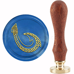Brass Wax Seal Stamp with Handle, for DIY Scrapbooking, Fishhook Pattern, 89x30mm(AJEW-WH0184-0955)