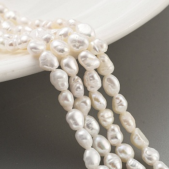 Natural Keshi Pearl Cultured Freshwater Pearl Beads Strands, Baroque Pearls, Two Sides Polished, Grade 4A, Floral White, 3~4mm, Hole: 0.5mm, about 33pcs/strand, 7.09''(18cm)