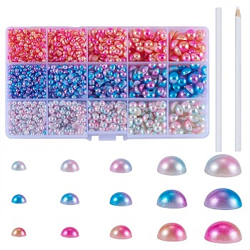 3116Pcs 16 Style Imitation Pearl Acrylic Cabochons, Dome, with Rhinestone Picker Dotting Pencil, Mixed Color, 4~10x2~5mm