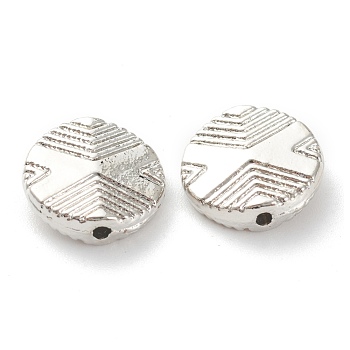 Rack Plating Alloy Beads, Lead Free & Cadmium Free, Long-Lasting Plated, Flat Round, Platinum, 10.5x3mm, Hole: 1.2mm