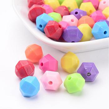 Mixed Opaque Acrylic Faceted Round Beads, 12mm, Hole: 2mm