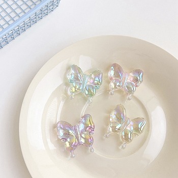 Transparent Acrylic Bead, Butterfly, Clear AB, 29.9x29.4x10.4mm, Hole: 2.5mm