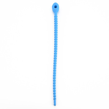 Silicone Cable Ties, Tie Wraps, Reusable Zip Ties, Dodger Blue, 214x13.5x12mm, Hole: 3mm