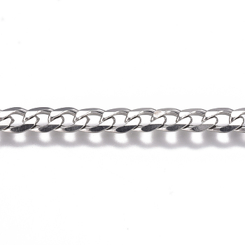 3.28 Feet 201 Stainless Steel Cuban Link Chains, Curb Chains, Unwelded, Stainless Steel Color, 5.5x4x1mm