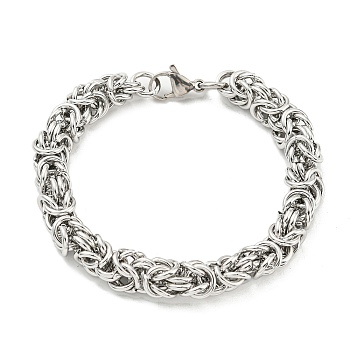 304 Stainless Steel Byzantine Chain Bracelet, Stainless Steel Color, 8 inch(20.3cm)
