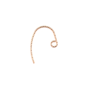 Brass Earring Hooks, Textured, Real 18K Gold Plated, 20x15x1mm, Hole: 2.2mm, Pin: 1mm