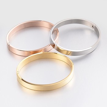Elegant 304L Stainless Steel Bangles, Mixed Color, 54x63mm, 8mm