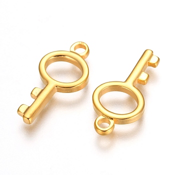 304 Stainless Steel Pendants, Key, Golden, 19.5x9.5x2mm, Hole: 1.8mm