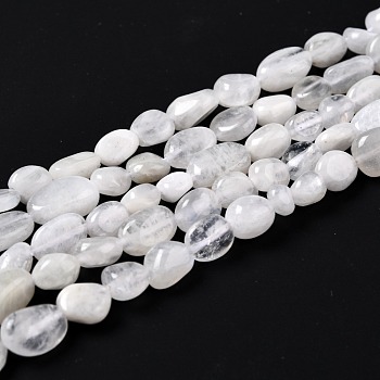 Natural Rainbow Moonstone Beads Strands, Nuggets, Tumbled Stone, 5~8.5x5.5~7x3.5~4mm, Hole: 0.7mm, about 50~60pcs/strand, 15 inch(38cm)