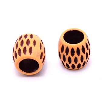 Plastic Beads, Imitation Wood, Large Hole, Column with Spot, Sandy Brown, 13x12mm, Hole: 8mm