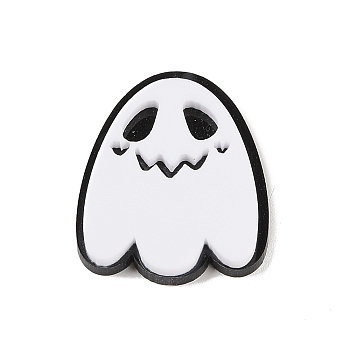 Opaque Acrylic Pendants, Ghost, Black, 38x29x5mm, Hole: 1.6mm