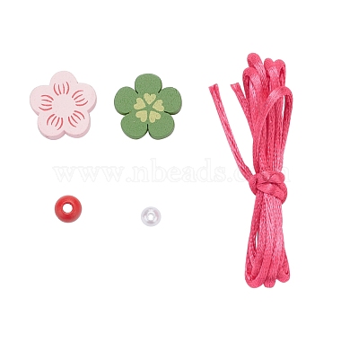 160Pcs Round & Flower Wood/Plastic Beads(DIY-FS0001-51)-3