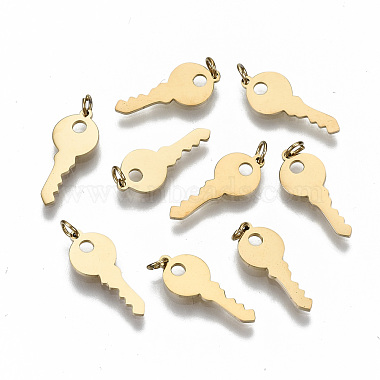 Real 14K Gold Plated Key 304 Stainless Steel Charms