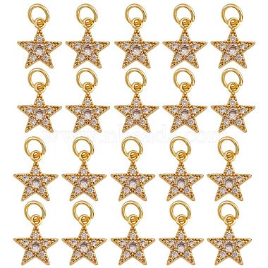 Real 18K Gold Plated Clear Star Brass+Cubic Zirconia Charms