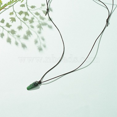 Natural Ruby in Zoisite Nugget Pendant Necklace with Cowhide Leather Cord(NJEW-JN03882-05)-2