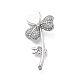 Heart Flower Alloy Crystal Rhinestone Brooches(JEWB-C037-07P)-1