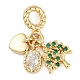 Rack Plating Brass Clear & Green Cubic Zirconia European Dangle Charms(KK-P287-24G)-1