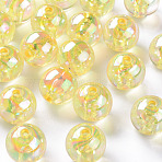 Transparent Acrylic Beads, AB Color Plated, Round, Gold, 16x15mm, Hole: 2.8mm, about 220pcs/500g(MACR-S370-B16mm-719)
