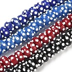 Spray Painted Opaque Glass Enamel Beads, Bumpy Rondelle with Polka Dot, Mixed Color, 10~12x5~6mm, Hole: 3~4mm(GLAA-G128-01)