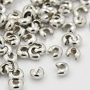 Iron Crimp Beads Covers, Platinum Color, Size: About 5mm In Diameter, Hole: 1.5~1.8mm(IFIN-H030-N)