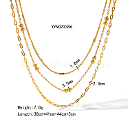 Stainless Steel Multi-Layer Necklace for Women, Elegant and Non-Fading Jewelry, Golden, 14.96 inch(38cm) and 16.14 inch(41cm) and 17.32 inch(44cm)(WC3328)