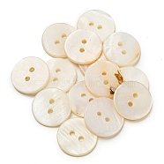 Freshwater Shell Buttons, Flat Round, Seashell Color, 15x1.5mm, Hole: 1.8mm(BUTT-Z001-04B)