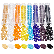 Nbeads 608Pcs 8 Colors 2-Hole Seed Beads, Czech Glass Beads, Mixed Color, 5x3.5x3mm, Hole: 0.5mm, 76pcs/color(GLAA-NB0001-42)