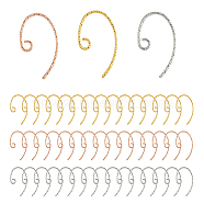 90Pcs 3 Colors Brass Earring Hooks, with Horizontal Loops, Mixed Color, 20x12x1mm, Hole: 2mm, Pin: 1mm, 30Pcs/color(KK-FH0006-81)