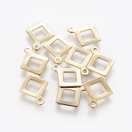 304 Stainless Steel Charms, Rhombus, Golden, 11.5x9.5x0.5mm, Hole: 1mm(STAS-L233-027G)