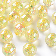 Transparent Acrylic Beads, AB Color Plated, Round, Gold, 16x15mm, Hole: 2.8mm, about 220pcs/500g(MACR-S370-B16mm-719)