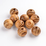 Round Natural Wood Beads, Dyed, Lead Free, BurlyWood, 16x15mm, Hole: 4mm, about 450pcs/500g(WOOD-Q009-16mm-LF)