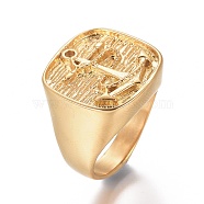 Men's Ion Plating(IP) 304 Stainless Steel Finger Rings, Anchor, Golden, Size 8~13, 18~22mm(RJEW-E162-08G)