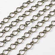 Iron Handmade Chains Figaro Chains Mother-Son Chains, Unwelded, Antique Bronze Color, with Spool, Mother link: 7x10mm, Son link: 4x6mm, 1.2mm thick, about 164.04 Feet(50m)/roll(CHSM026Y-AB)