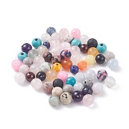 Electroplated Natural & Synthetic Mixed Gemstone Beads, Round, 5.5~7mm, Hole: 1~1.5mm, about 300pcs/100g(G-XCP0009-16)