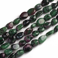 Natural Ruby in Zoisite Beads Strands, Tumbled Stone, Nuggets, 10~15x7.5~11.5x7.5~12.5mm, Hole: 1mm, about 36pcs/Strand, 15.67 inch(39.8 cm)(G-D0002-D69)