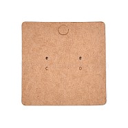 Square Kraft Paper Earring Display Cards, Sandy Brown, 7x7x0.04cm(CDIS-T004-03)