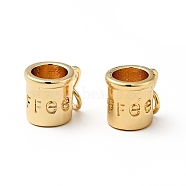 Rack Plating Brass Pendants, with Jump Ring, Cadmium Free & Lead Free, Real 18K Gold Plated, Cup with Word Coffee, Real 18K Gold Plated, 9x12x8.5mm, Jump Ring: 5x0.8mm, Inner Diameter: 3.4mm.(KK-E060-02G)