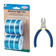 DIY Jewelry Kits, with Aluminum Wire and Iron Side Cutting Pliers, Dodger Blue, 1mm, about 23m/roll, 6rolls/set(DIY-BC0011-39H)