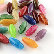 Oval Imitation Gemstone Acrylic Beads, Mixed Color, 31x12mm, Hole: 3mm, about 170pcs/500g(OACR-R031-M)
