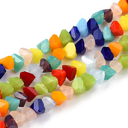 Opaque Solid Color Glass Beads Strands, Faceted Triangle, Colorful, 3x2x2mm, Hole: 1mm, about 145Pcs/strand, 10.91 inch(27.7cm)(X-GLAA-N052-01-A11)