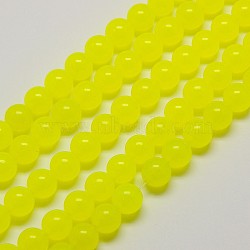 Natural Malaysia Jade Bead Strands, Round Dyed Beads, Yellow, 6mm, Hole: 1mm, about 64pcs/strand, 15 inch(G-M101-6mm-07)