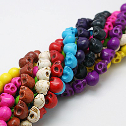 Synthetic Magnesite Beads Strands, Dyed, Halloween, Skull, Mixed Color, 10x8x9.5mm, Hole: 1mm, about 40pcs/strand, 15.7 inch(TURQ-E006-M)