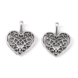 Alloy Pendants, Cadmium Free & Lead Free, Heart, Antique Silver, 18x15x2mm, Hole: 2x4mm(PALLOY-2332-AS-LF)