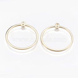 Brass Links connectors, Ring, Real 18K Gold Plated, 28x25x1mm, Hole: 1mm(KK-T029-109G)