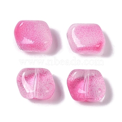 Baking Paint Glass Beads, Nuggets, Hot Pink, 8x9.5x5mm, Hole: 0.8mm(GLAA-S202-12B)